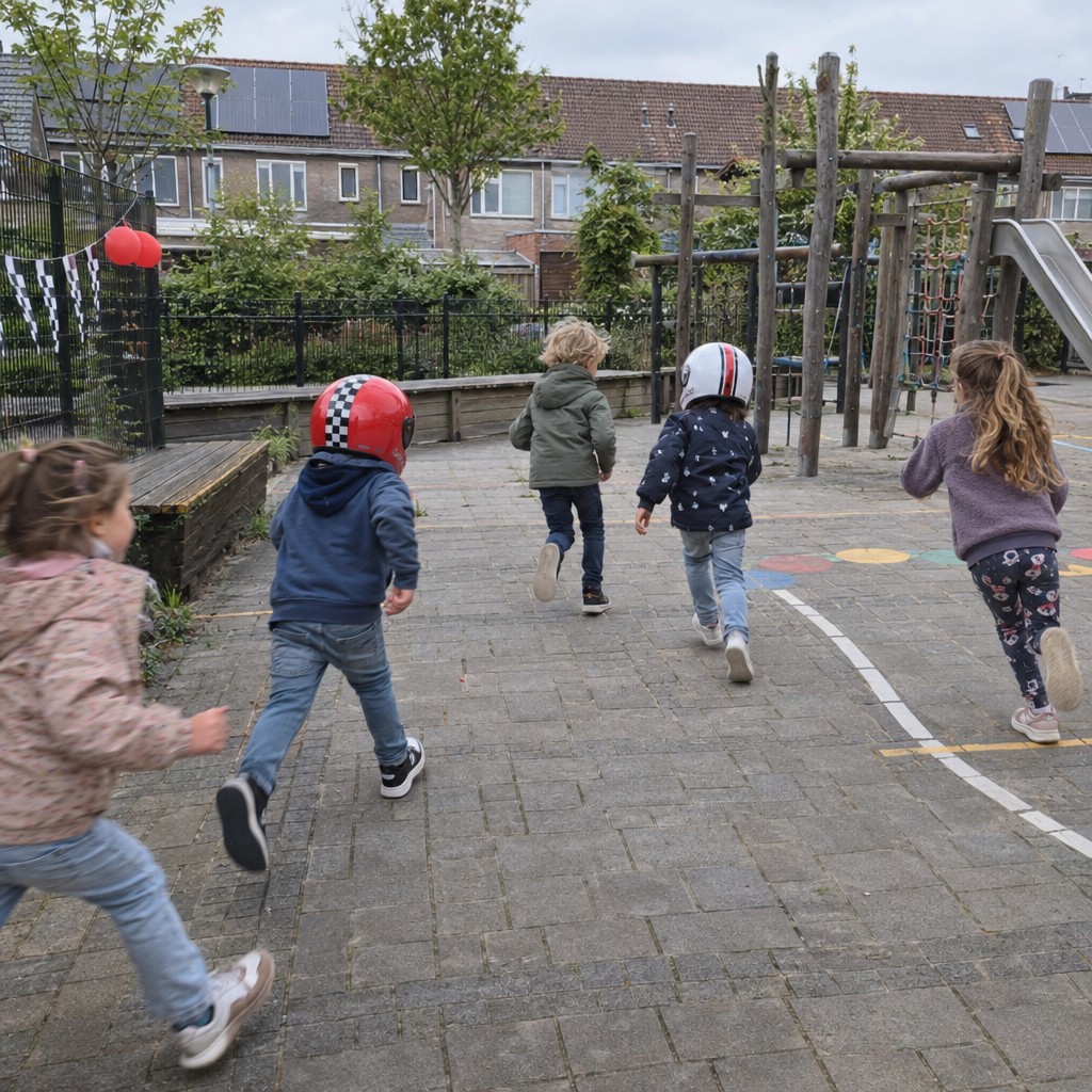 Kinderen op speurtocht tijdens een Autorace Speurtocht kinderfeestje