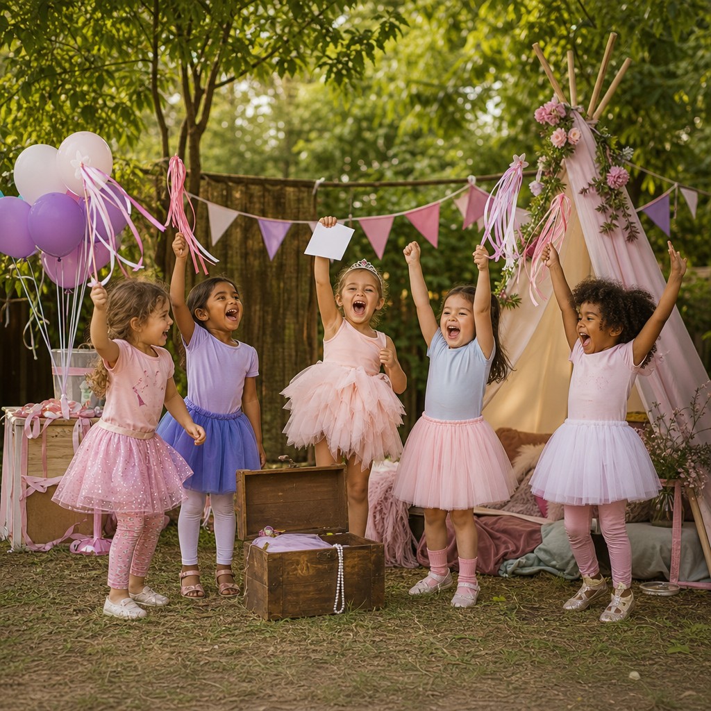 Blije kinderen hebben de schat gevonden bij de Ballerina Speurtocht