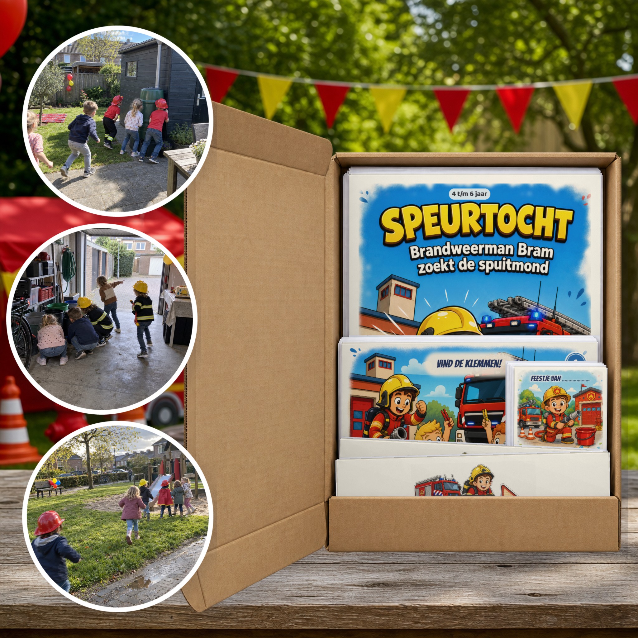 Brandweer Speurtocht als brievenbuspakket, met foto's van kinderen op speurtocht