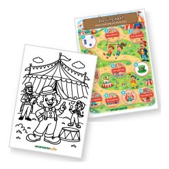 Oplossingskaart en kleurplaat van de Circus Speurtocht