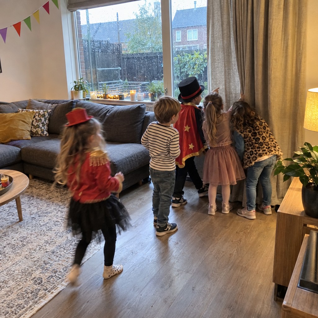 Kinderen zoeken samen naar aanwijzingen bij de Circus Speurtocht