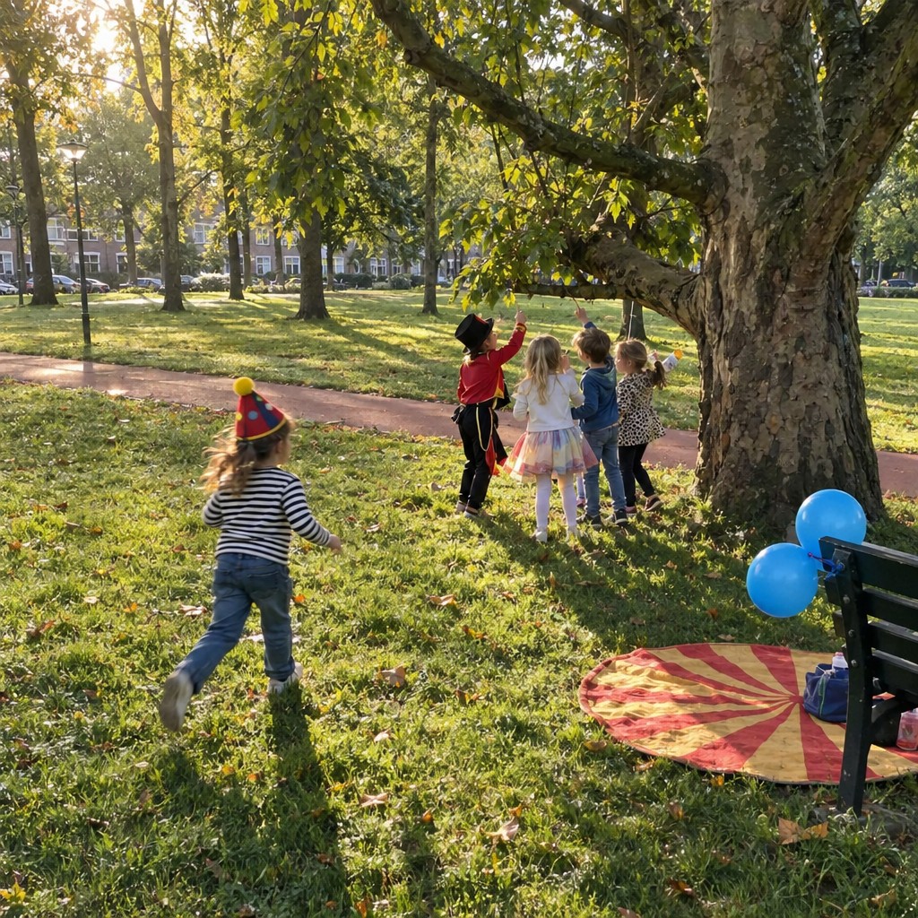 Blije kinderen hebben de schat gevonden bij de Circus Speurtocht
