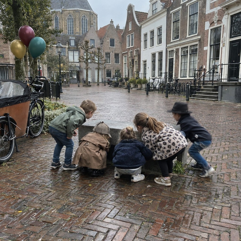 Kinderen op speurtocht tijdens een Detective Speurtocht kinderfeestje