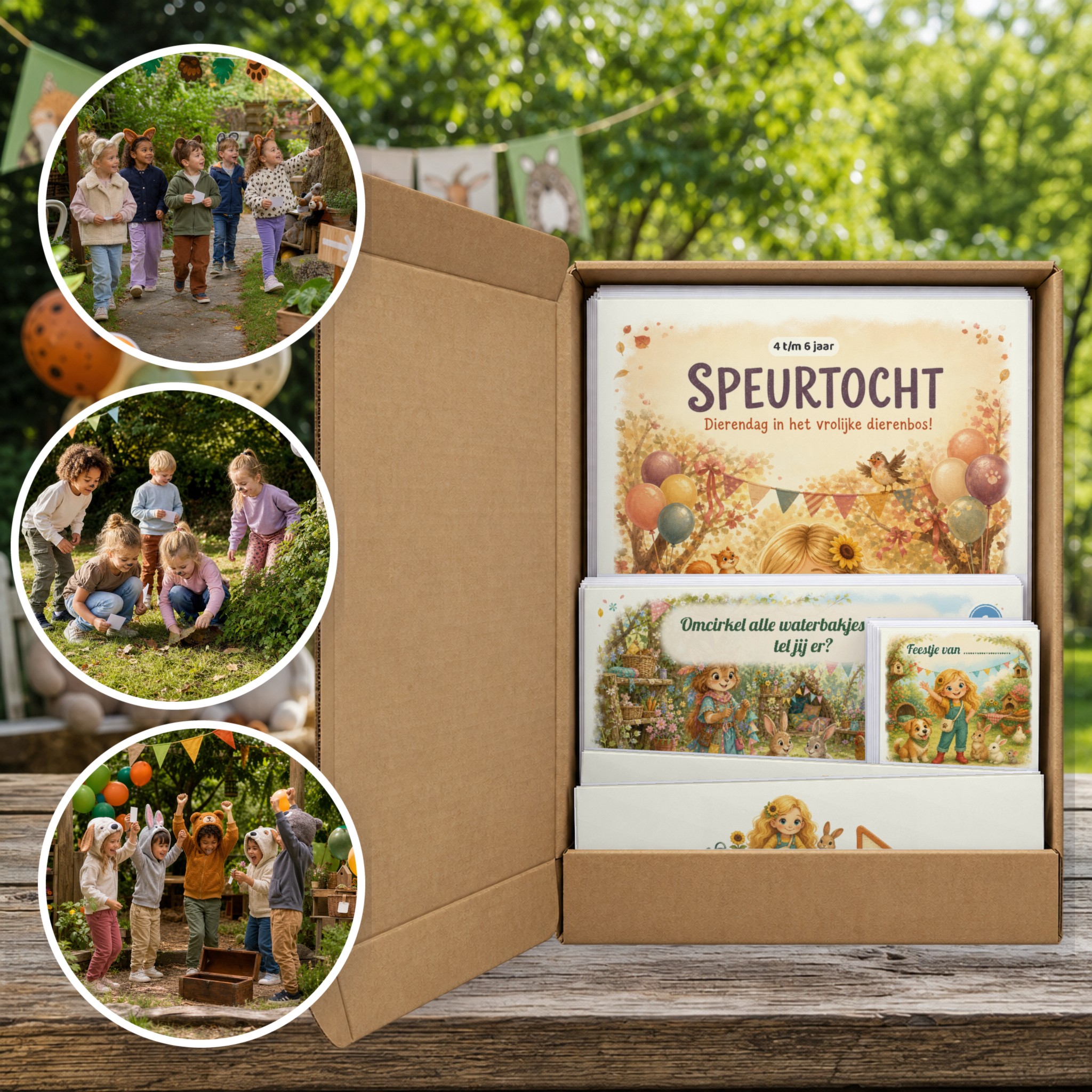 Dierendag Speurtocht als brievenbuspakket, met foto's van kinderen op speurtocht