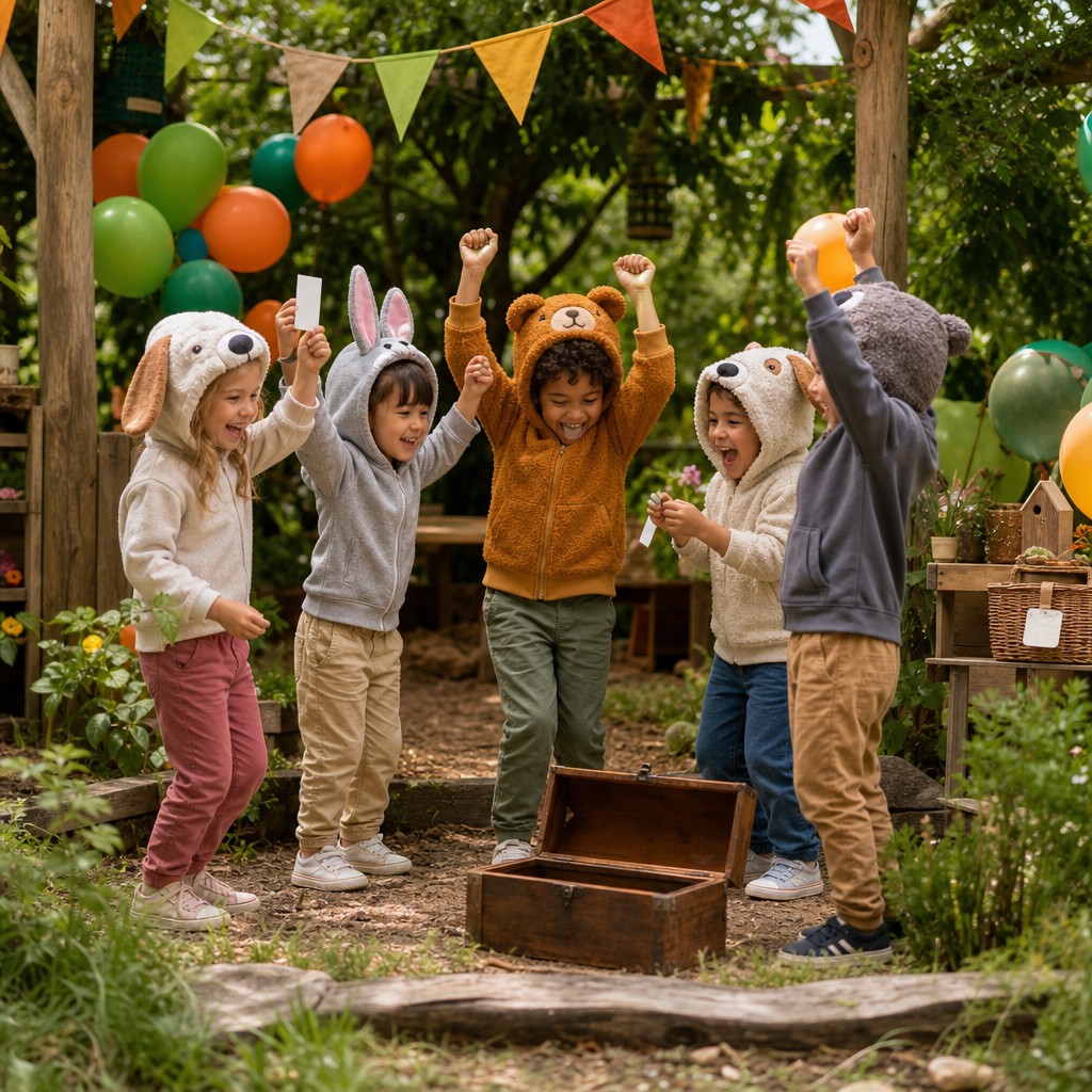 Blije kinderen hebben de schat gevonden bij de Dierendag Speurtocht