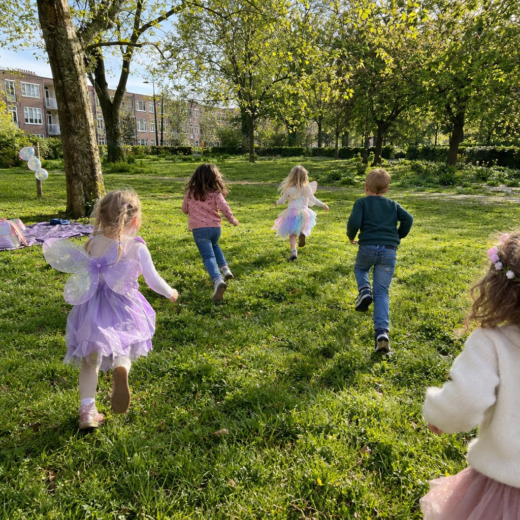 Blije kinderen hebben de schat gevonden bij de Feeën Speurtocht