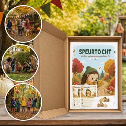 herfst Speurtocht als brievenbuspakket, met foto's van kinderen op speurtocht