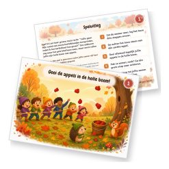 Voorbeeld van een opdrachtkaart met speluitleg uit de herfst Speurtocht