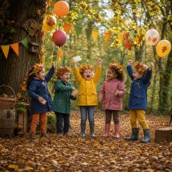 Blije kinderen hebben de schat gevonden bij de herfst Speurtocht