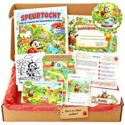 Complete insecten Speurtocht voor een kinderfeestje met voorblad, opdrachtkaarten, uitnodigingen, diploma en kleurplaat
