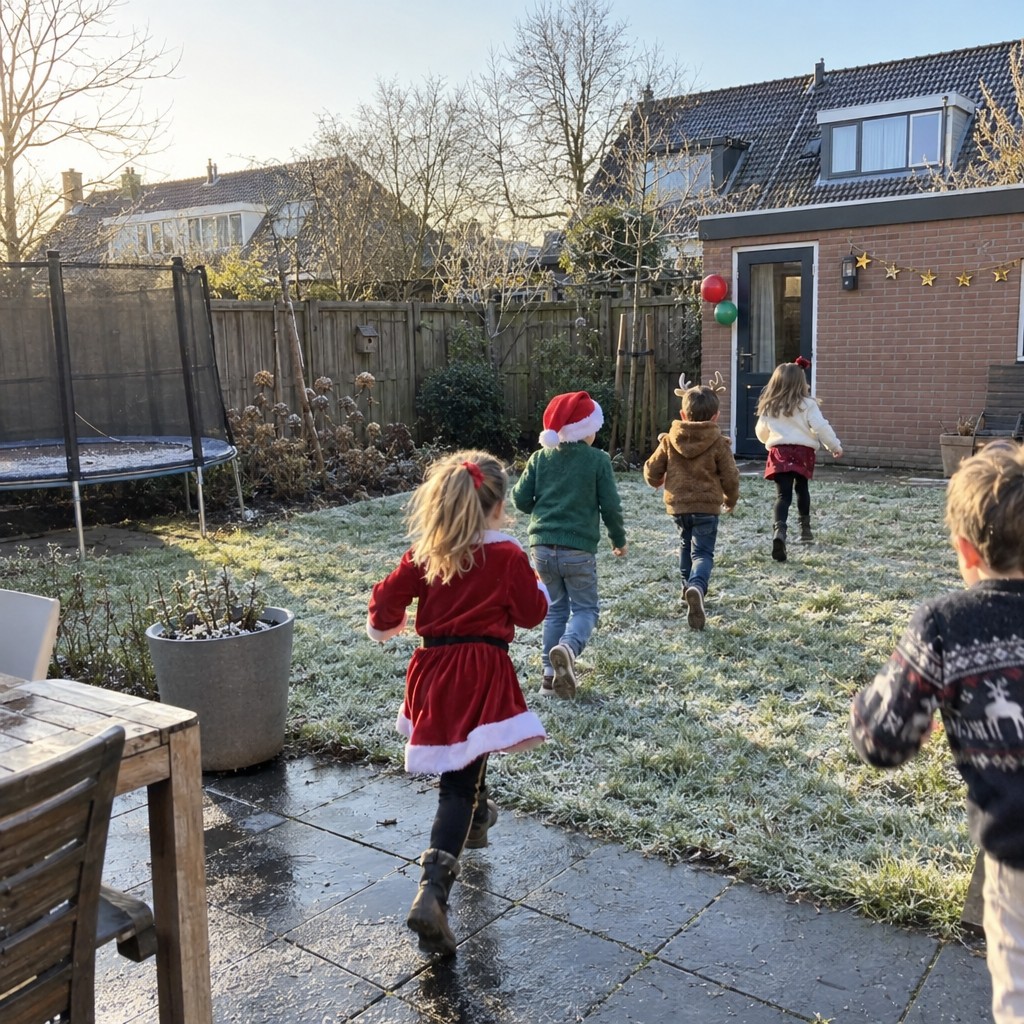 Kinderen op speurtocht tijdens een kerst Speurtocht kinderfeestje