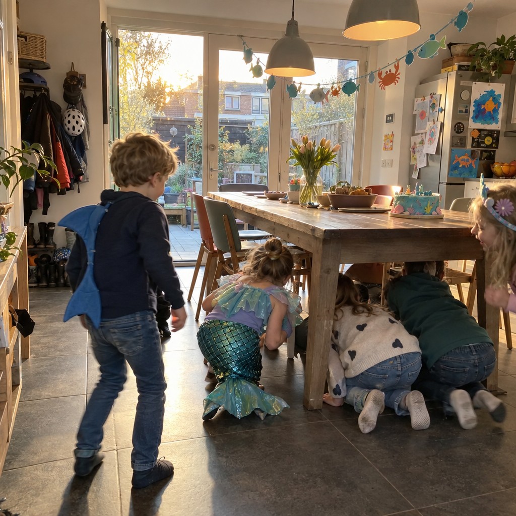 Kinderen zoeken samen naar aanwijzingen bij de onderwaterwereld Speurtocht