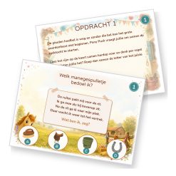 Voorbeeld van een opdrachtkaart met speluitleg uit de Paarden Speurtocht
