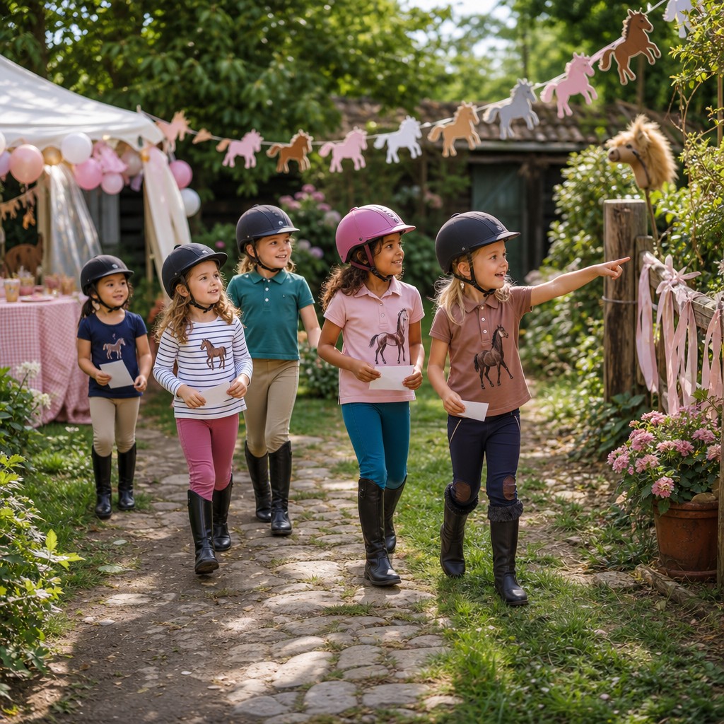 Kinderen op speurtocht tijdens een Paarden Speurtocht kinderfeestje