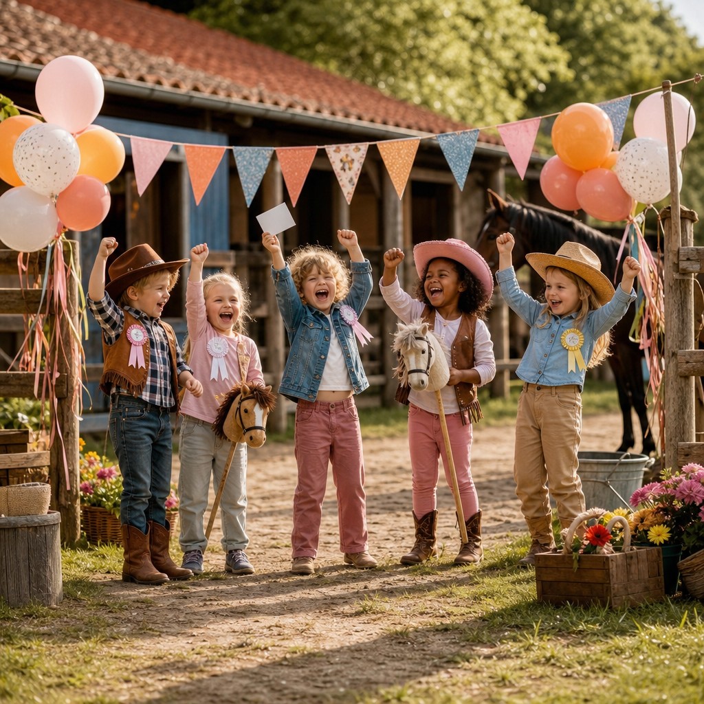 Blije kinderen hebben de schat gevonden bij de Paarden Speurtocht