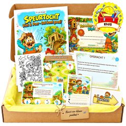 Complete Piet & Peer - De Grote Klus Speurtocht voor een kinderfeestje met voorblad, opdrachtkaarten, uitnodigingen, diploma en kleurplaat