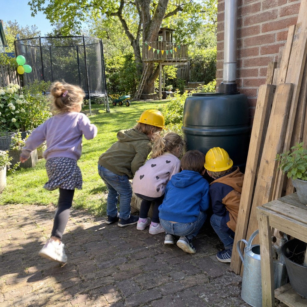 Kinderen op speurtocht tijdens een Piet & Peer - De Grote Klus Speurtocht kinderfeestje