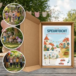 Poezen Speurtocht als brievenbuspakket, met foto's van kinderen op speurtocht