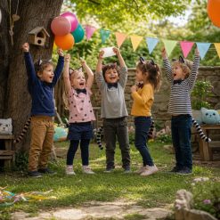 Blije kinderen hebben de schat gevonden bij de Poezen Speurtocht