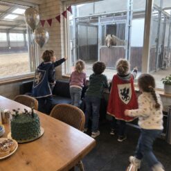 Kinderen zoeken samen naar aanwijzingen bij de Ridder Speurtocht