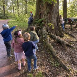 Blije kinderen hebben de schat gevonden bij de Ridder Speurtocht