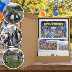 Robot Speurtocht als brievenbuspakket, met foto's van kinderen op speurtocht