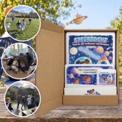 Ruimte Speurtocht als brievenbuspakket, met foto's van kinderen op speurtocht