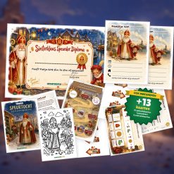 Complete Sinterklaas Speurtocht voor een kinderfeestje met voorblad, opdrachtkaarten, uitnodigingen, diploma en kleurplaat