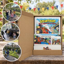Treinen Speurtocht als brievenbuspakket, met foto's van kinderen op speurtocht