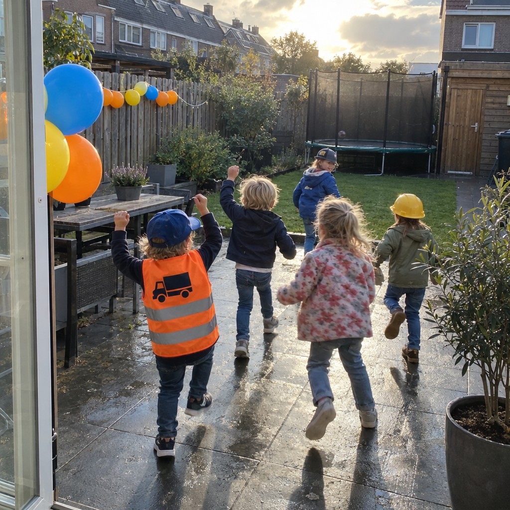 Blije kinderen hebben de schat gevonden bij de Truckspotter Speurtocht