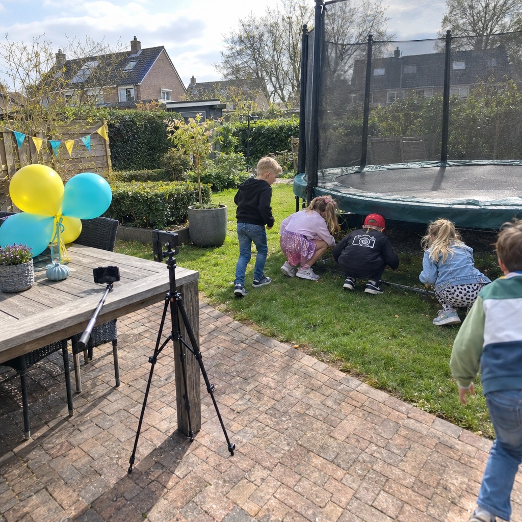 Kinderen op speurtocht tijdens een Vloggen Speurtocht kinderfeestje