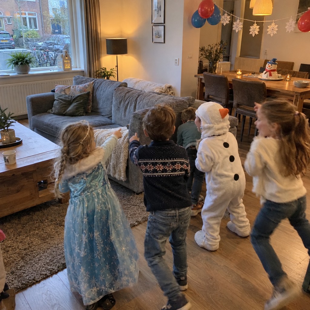 Kinderen zoeken samen naar aanwijzingen bij de Winter Speurtocht