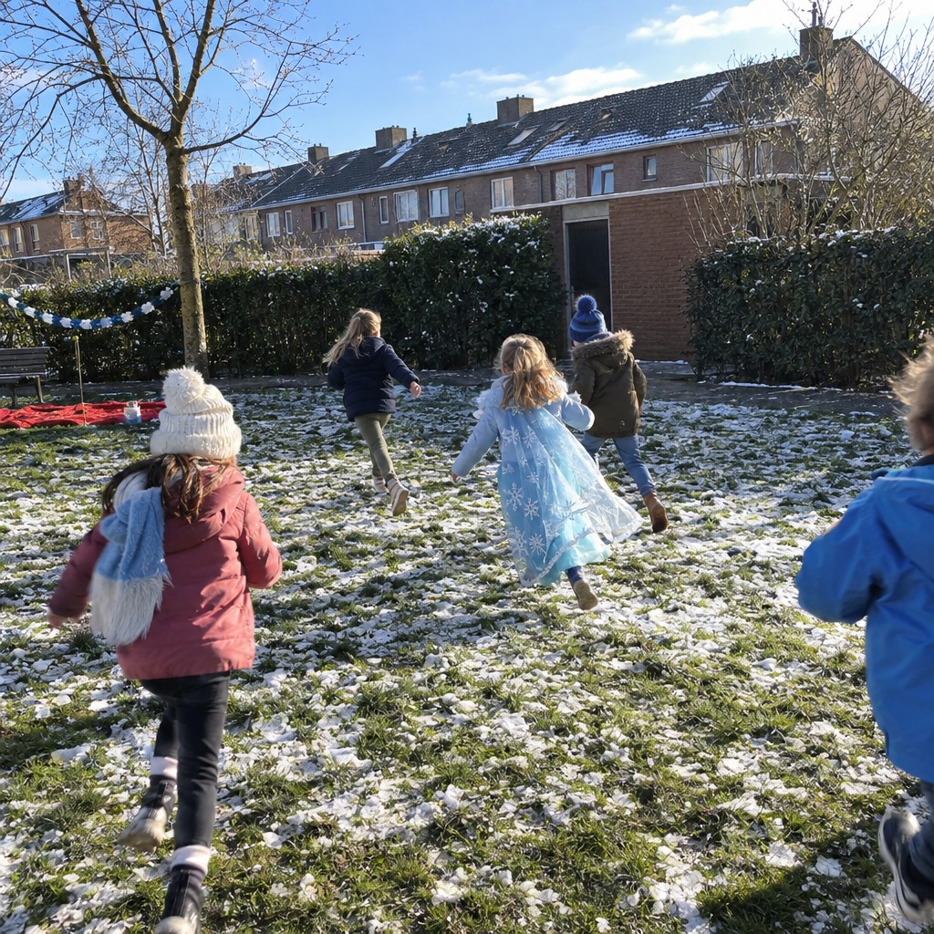 Blije kinderen hebben de schat gevonden bij de Winter Speurtocht